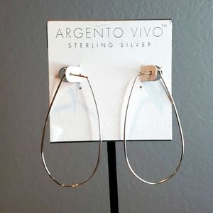 Argento Vivo Sterling Silver Hoop Earrings for Pierced Ears-Hook Closure